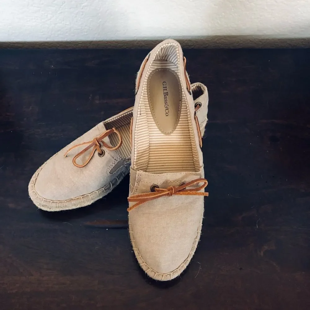 GH Bass & Co Canvas Braided Wedge Espadrilles Shoes 6.5